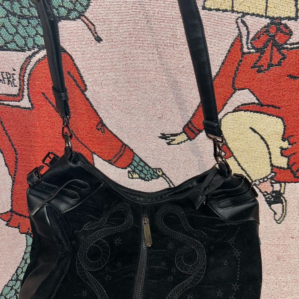 Killstar Black Snake Embroidered Shoulder Bag